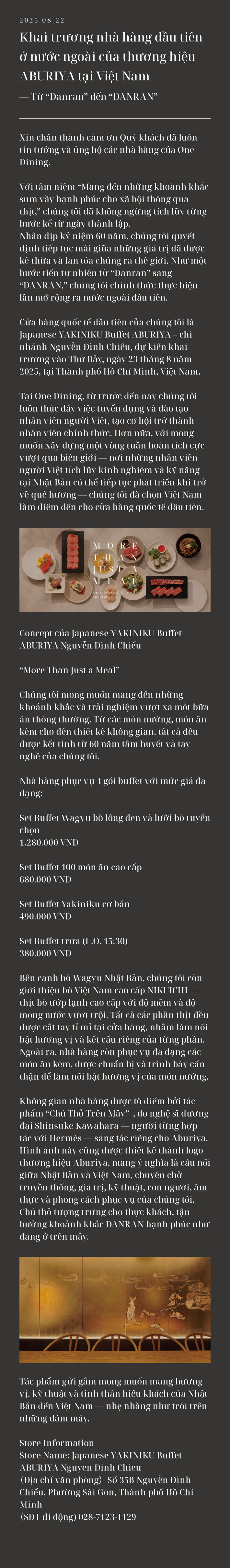 Khai trương nhà hàng đầu tiên ở nước ngoài của thương hiệu ABURIYA tại Việt Nam